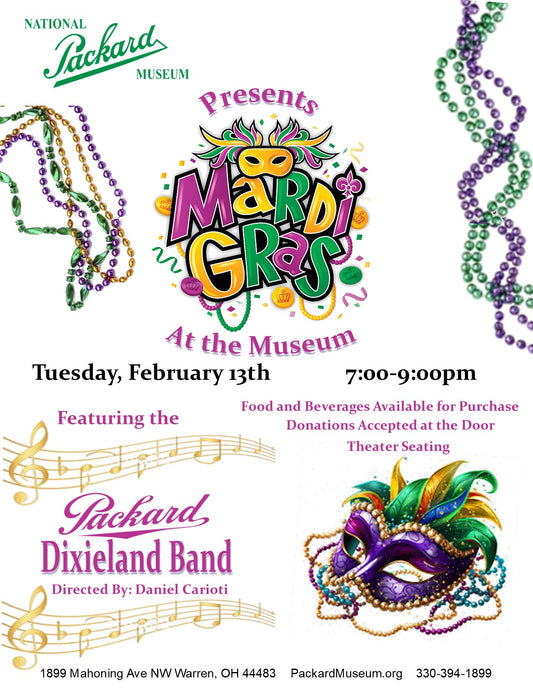 Mardi Gras at The National Packard Museum ft. The Packard Dixieland Band