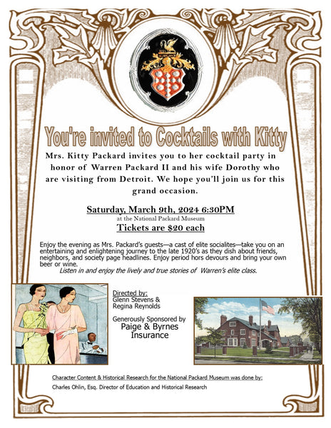 Cocktails at Kitty's: Fundraiser for The National Packard Museum