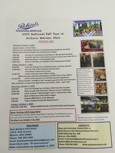 Packard International Motor Club National Fall Tour Registration