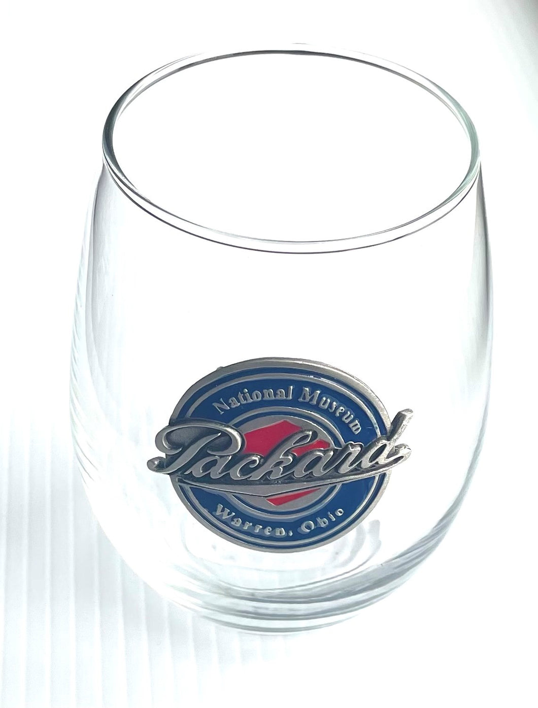 15 oz. Stemless Wine Glass with Pewter Crest $21.95